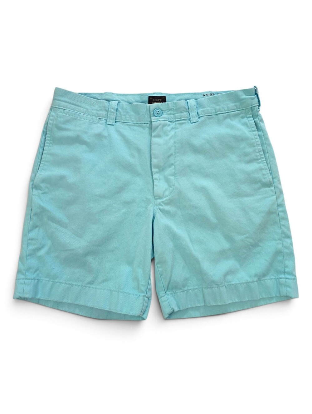 J.Crew Stanton Chino Shorts Men 32 Aqua Blue Cotton 7" Preppy Classic Golf Beach